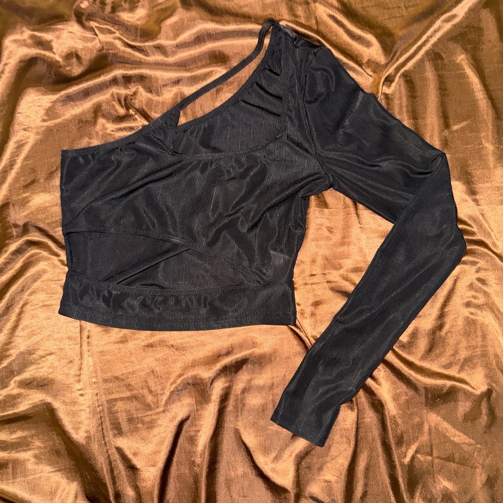 Black One-Shoulder Women's Top